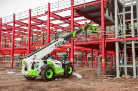 The JCB hydrogen Loadall on test in Digbeth,Birmingham