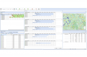 Digital PlanBoard with AI tour optimization. Detailed overviews with kilometers, time spent, activities and stops.