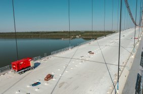 Supplying power to build the largest suspension bridge ever built over the river Danube