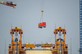 Supplying power to build the largest suspension bridge ever built over the river Danube