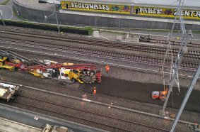 Once the ballast had been excavated, cleaned and put back down by the W+ system, the points were upgraded.