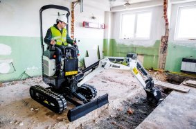 Doosan E10e indoor demolition <br> Image source: DOOSAN INFRACORE EUROPE