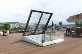 Square exit enables spiral staircase to roof terrace