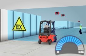 The Linde Safety Guard assistance system is now also available for explosion-protected industrial trucks used in ATEX zones 2/22. It automatically reduces the speed of vehicles as soon as they reach a specified minimum distance or enter a predefined area.