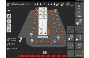 Field with complete route planning and saved, georeferenced scenarios. The activated machine functions are stored behind every switch point.