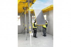 The DokaXdek panel is a lightweight and flexible two-person element system that can be safely assembled and disassembled from the ground.