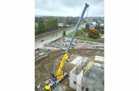 NessCampbell Crane + Rigging’s new Grove GMK6450-1 excels in tilt-up panel lift project