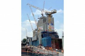 Large fleet of Potain luffing jib