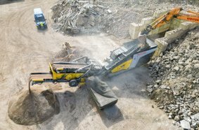 The R3 impact crusher producing RC-1 certified 0/8mm & 8/45mm from C&D waste.