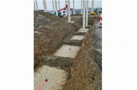 The factory will be built on a total of 132 individual footings. Excavating the pits required for the footings was challenging.