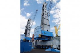 Existing Konecranes Gottwald Mobile Harbor Cranes in container handling operation at the Port of Kingston, Jamaica