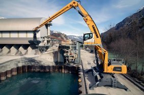 Fully operational for a Swiss natural product: the Liebherr LH 60 M Port Litronic material handler will assist in the quarrying and production of the trademark product Brienzer Sand®.