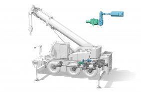 The electric motor drives the crane pump through a distributor gear.