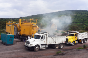  	 The Lintec CDP5001M asphalt plant features easy and quick setup and dismantling, making it suitable for short-term projects <br> Image source: Lintec & Linnhoff