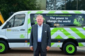 Lord Bamford with the retrofitted van