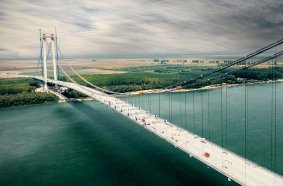 Supplying power to build the largest suspension bridge ever built over the river Danube