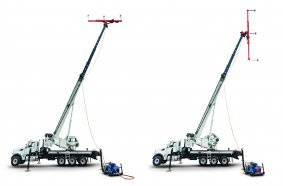 The TLL-2000 unit can hydraulically articulate from a horizontal to a vertical configuration, and the spacing between insulators can be adjusted from 12 ft to 24 ft. Each unit comes with a hydraulic power unit and transport skid.