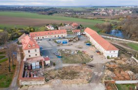 Aerial view of the convent complex in Drasty <br> Image source: DOOSAN BOBCAT EMEA