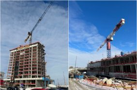 LEFT: MRT294 at work in Toronto for the construction of three modern buildings RIGHT: Two Raimondi flat-tops at work on new building cluster in Toronto - MRT234