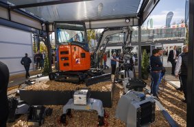   	 Hitachi presents prototype two-tonne electric excavator at Bauma