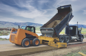 Road Widener’s FH-R Material Placement  Attachment Reduces Labor by 50% 