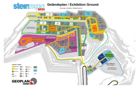 Anticipation in the here and now – The site plan for steinexpo 2023 already promises what we can look forward to. Source: Geoplan GmbH