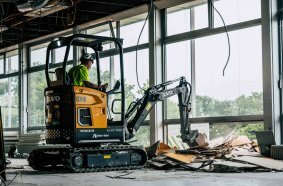 With zero-exhaust emissions, electric machines like the Volvo ECR18 Electric are ideal for indoor deconstruction.