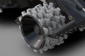 Guaranteed clean and effective compaction: wheel with welded-on rows of teeth  and scraper.