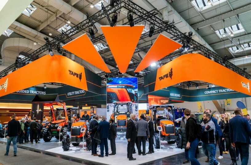 TAFE Tractors Reveals New Electric Hybrid Tractor EVX75 and Terra Vista Vision Guidance at Agritechnica 2025<br>IMAGE SOURCE: TAFE