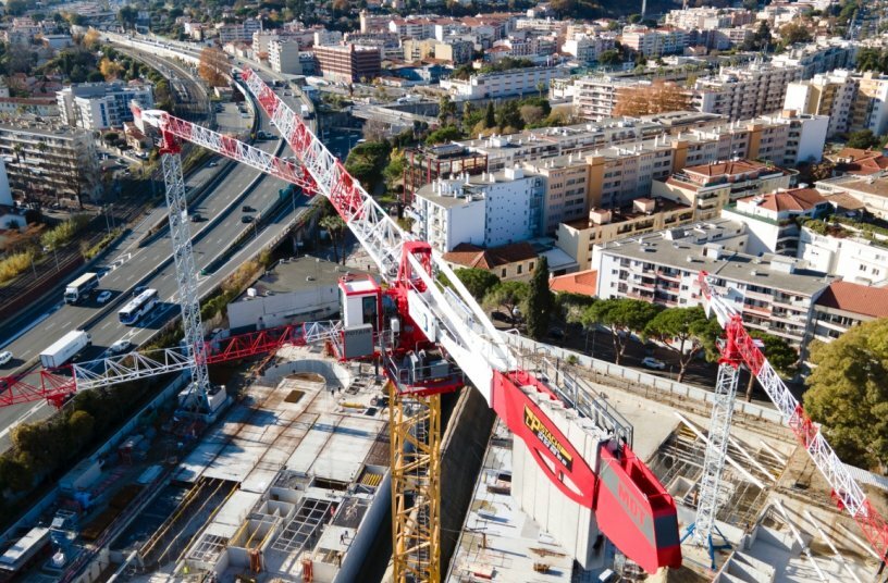 Five Potain tower cranes support construction of eco-district in southern France<br>IMAGE SOURCE: Manitowoc
