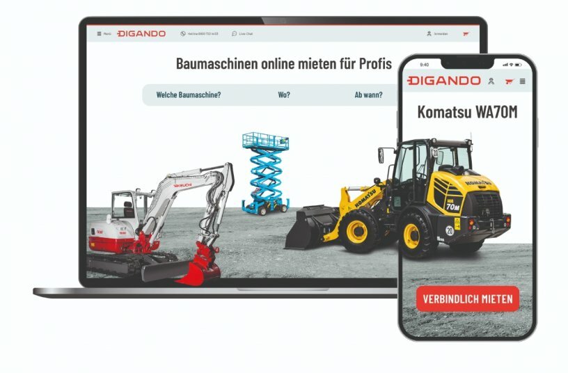 Digando.com – B2B-Marktplatz für die digitale Baumaschinenmiete.<br>BILDQUELLE: Digando GmbH