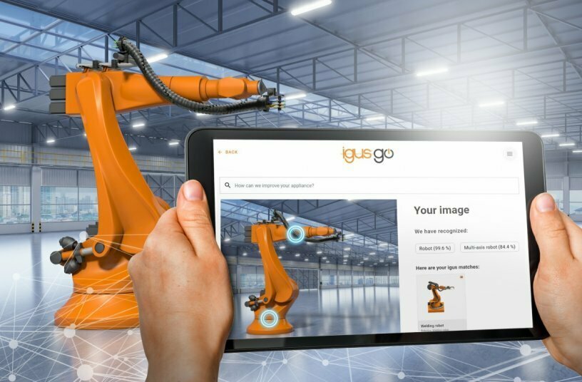 Einfach ein Foto von einer Anwendung machen und die KI-basierte igusGO App zeigt dem Nutzer, wo Potential steckt, die Technik von Maschinen mit igus Produkten zu verbessern und dabei sogar Kosten zu sparen. <br>BILDQUELLE: igus GmbH
