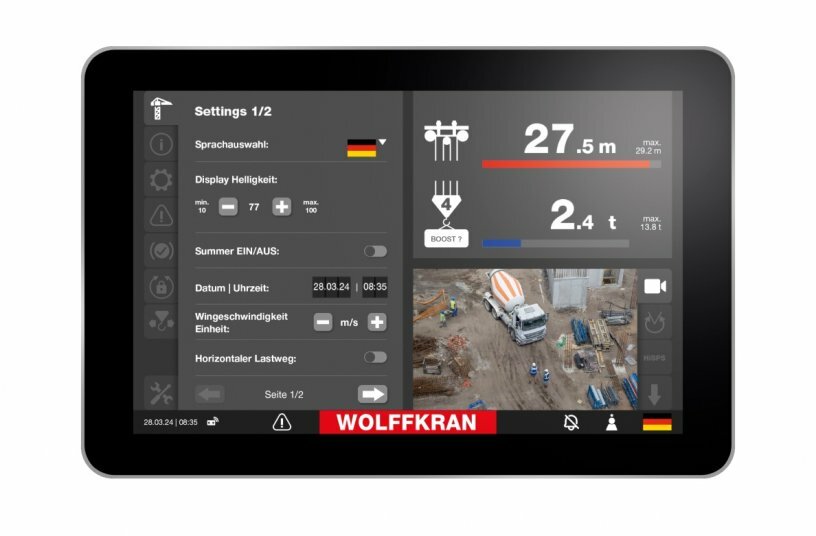 Clear, customizable, and user-friendly – the newly redesigned 10-inch display leaves nothing to be desired for crane operators.<br>IMAGE SOURCE: WOLFFKRAN International AG