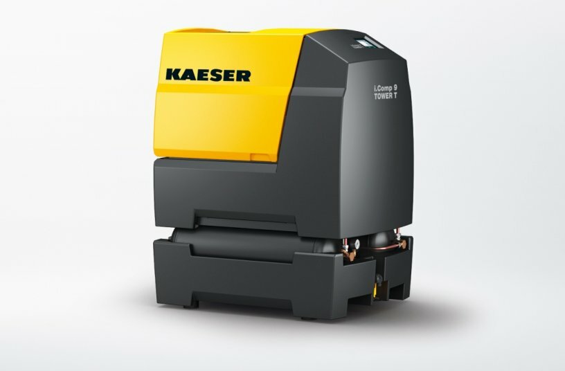 Compressed air for the workshop: The stationary Tower T version of the variable speed and powerful i.Comp workshop compressor provides a dependable supply of quality compressed air for workshop business environments.<br>IMAGE SOURCE: KAESER KOMPRESSOREN SE