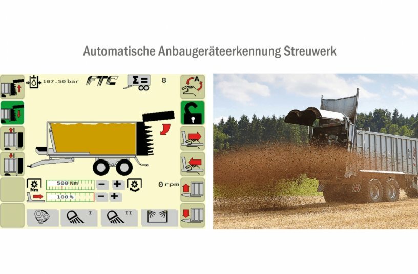 Fliegl Agrartechnik GmbH stellt eine automatische Anbaugeräteerkennung für Abschiebewägen vor<br>BILDQUELLE: Fliegl Agrartechnik GmbH