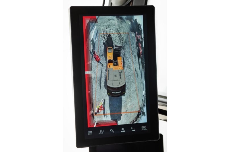 A complete overview: DEVELONS’ SAVM (Smart All-Round Viewing Monitor) uses six cameras and AI to provide a 360° view of the surroundings.<br>IMAGE SOURCE: DEVELON