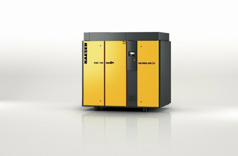  The CSG series (on the right with integrated i.HOC rotation dryer) delivers compressed air dependably and efficiently for oil-free applications.<br>IMAGE SOURCE: KAESER KOMPRESSOREN SE