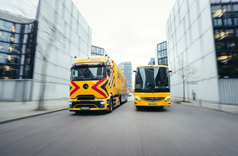 Mercedes-Benz Safety Truck and Safety Coach in action for greater road safety for children