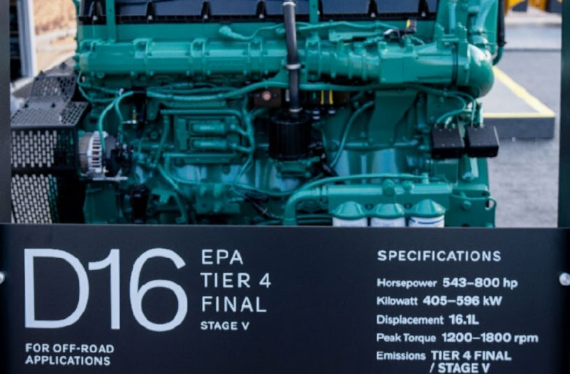 The efficient Tier 4 Final D16 engine is being presented on the Volvo Penta stand.<br>IMAGE SOURCE: SE10 PR; Volvo Penta