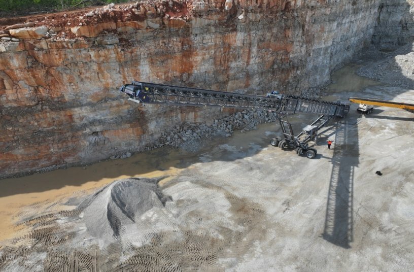 The new 150-foot (46-meter) conveyor has been designed specifically for the North American market and manufactured at the Terex facility in Mt Vernon, Missouri.<br>IMAGE SOURCE: ProStack