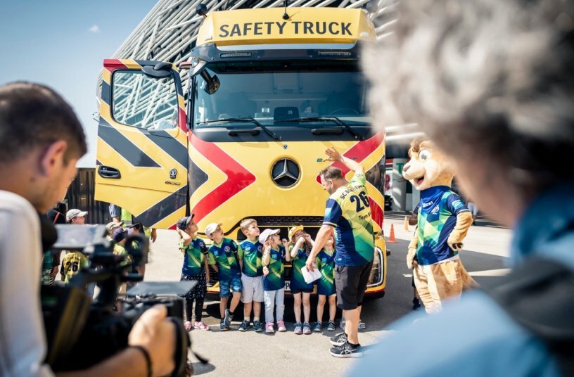Mercedes-Benz Safety Truck and Safety Coach promote road safety for children<br>IMAGE SOURCE: Daimler Truck AG