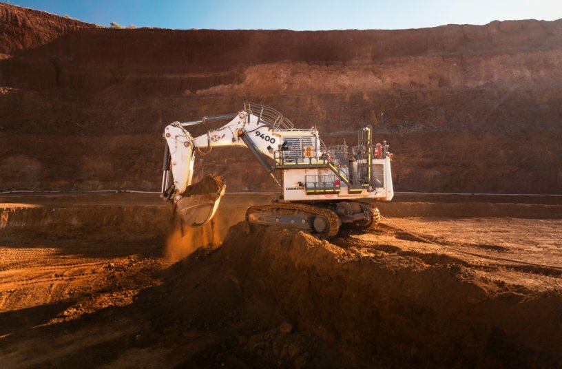 The 350-tonne electric R 9400 E mining excavator can be connected directly to the mains via a cable up to 300-metres long or to a battery energy storage system. It will be possible to see its impressive shovelling movements in action at the trade show.<br>IMAGE SOURCE: Liebherr-International AG