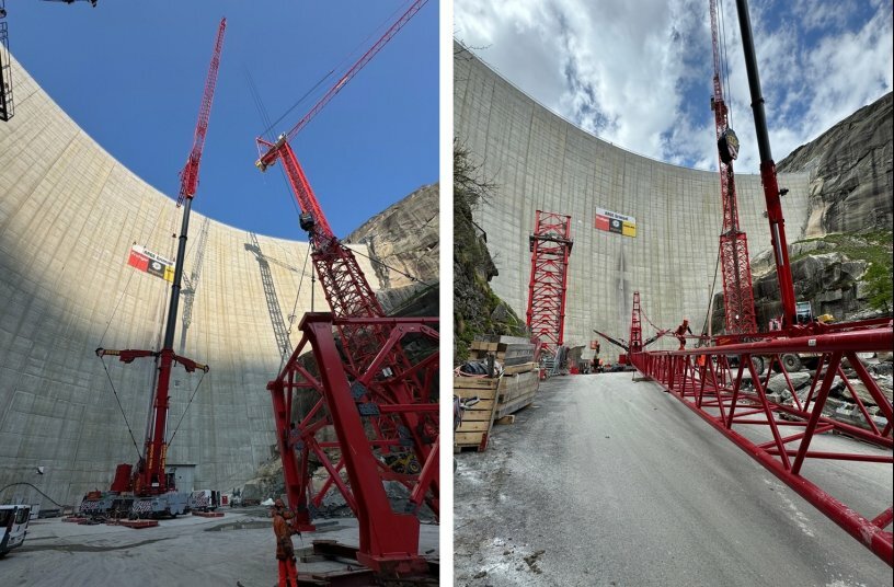 The dismantling took place in two stages. In fall of 2024, the upper, narrower tow-er of the first WOLFF was dismantled. This summer, the lower tower and the com-plete second crane followed. Altogeth-er, the dismantling with a 650-ton mobile crane took around three and a half weeks.<br>IMAGE SOURCE: WOLFFKRAN