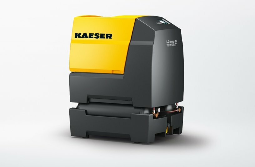 Compressed air for the workshop: The stationary Tower T-version of the variable speed and powerful i.Comp workshop compressor provides a dependable supply of quality compressed air for workshop business environments.<br>IMAGE SOURCE: KAESER KOMPRESSOREN SE
