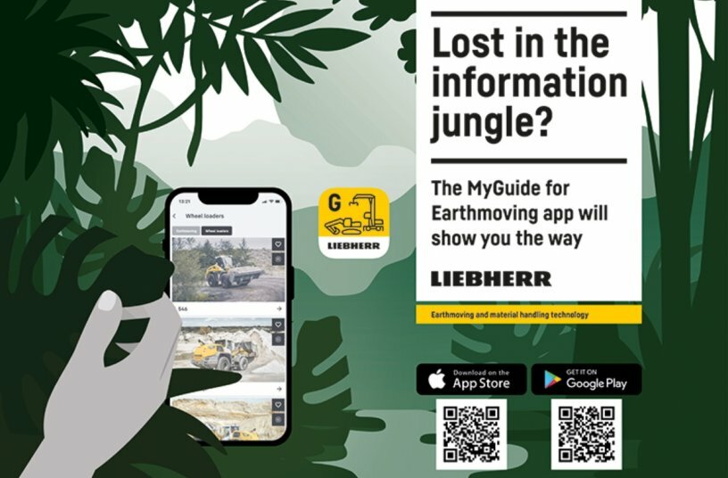 The new MyGuide for Earthmoving app bundles all information and news about Liebherr earthmoving and material handling technology in one app.<br>IMAGE SOURCE: Liebherr-International Deutschland GmbH
