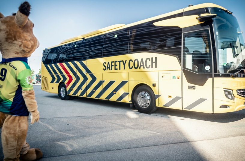 Mercedes-Benz Safety Truck and Safety Coach promote road safety for children<br>IMAGE SOURCE: Daimler Truck AG