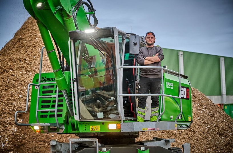 The highlight for Albin Gashi, operator of the 830 G: the comfortable cab.<br>IMAGE SOURCE: SENNEBOGEN