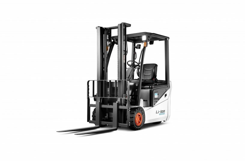 Bobcat’s first 3-wheel forklift with a lithium-ion battery<br>IMAGE SOURCE: Doosan Bobcat EMEA