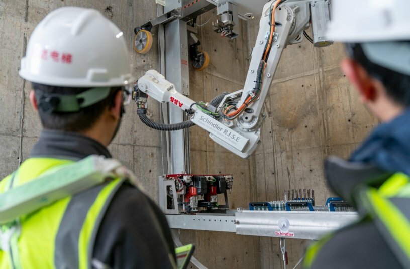 Advanced Schindler R.I.S.E construction robot in Singapore to support Shaw Tower redevelopment<br>IMAGE SOURCE: Schindler Management Ltd.