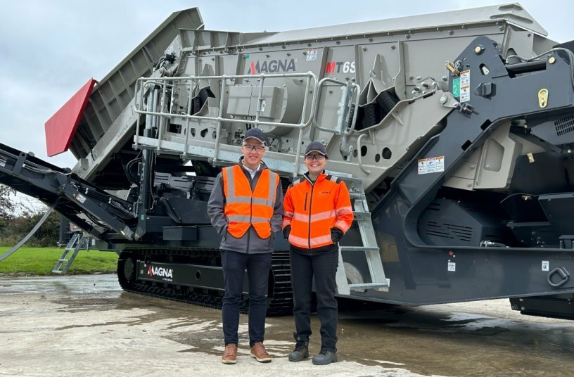 Niall Duffy, Product and Technical Sales Manager and Gemma McCallion, Production Control Manager inspecting the first MT6S destined for USA market.<br>IMAGE SOURCE: Terex MAGNA